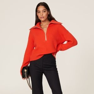 Maje Orange V-Neck Sweater